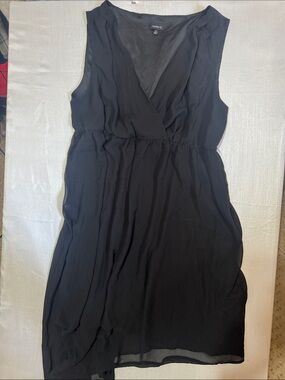 torrid Black Sleeveless V-Neck Chiffon Wrap Mini Dress0037